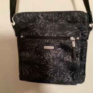 Baggallini Black Floral Messenger Bag